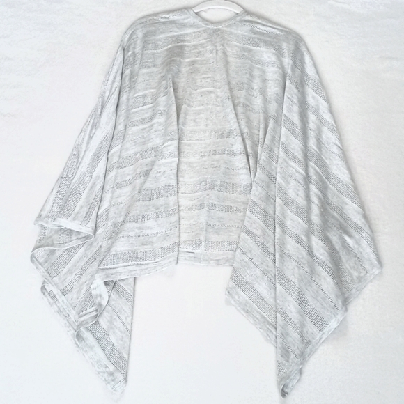 *Relisted* Calvin Klein Wrap/ Poncho Gray & Faint White Stripe Silver Threading - Picture 6 of 15